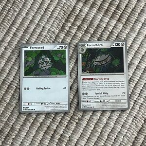 Pokemon Chaos Rising Ferroseed 062/86 & Ferrothorn 063/86 Reverse Holo Cards